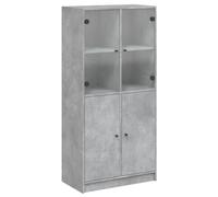 vidaXL Buffet haut avec portes gris béton 68x37x142 cm bois ingénierie, armoire latérale, armoire de rangement haute, 3295867