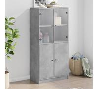 Vidaxl Buffet Haut Avec Portes Gris Béton 68x37x142 Cm Bois Ingénierie Marron