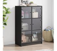 Buffet haut avec portes noir 68x37x109 cm bois d'ingénierie, armoire latérale, armoire de rangement haute, vitrine haute, armoire haute