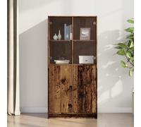 Vidaxl Buffet Haut Avec Portes Vieux Bois 68x37x142 Cm Bois Ingénierie Marron