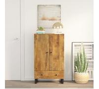 Vidaxl Buffet Haut Avec Tiroir 60x33x100cm Bois Massif Manguier Et Fer Multicolore