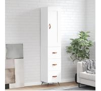 Buffet Haut, Armoire de Rangement avec Pieds, Meuble de Rangement, Organisateur Salon Salle de Séjour, Moderne, Blanc Bois d'Ingénierie 3200169