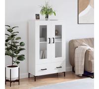 vidaXL Buffet haut – Armoire de rangement avec pieds – Blanc, bois d'ingénierie, moderne