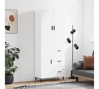 vidaXL Buffet haut Blanc 69,5x34x180 cm Bois d'ingénierie 3195915 Blanc G