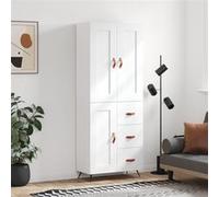 vidaXL Buffet haut Blanc 69,5x34x180 cm Bois d'ingénierie Blanc G