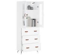 Vidaxl Buffet Haut Blanc 69,5x34x180 Cm Bois D'ingénierie Multicolore