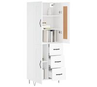 Vidaxl Buffet Haut Blanc 69,5x34x180 Cm Bois D'ingénierie Multicolore