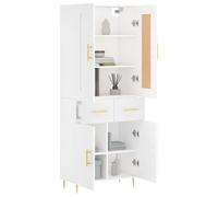 Vidaxl Buffet Haut Blanc 69,5x34x180 Cm Bois D'ingénierie Multicolore