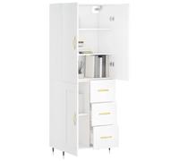 Vidaxl Buffet Haut Blanc 69,5x34x180 Cm Bois D'ingénierie Multicolore