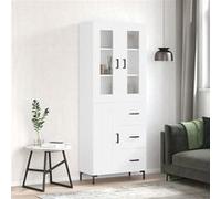 Vidaxl Buffet Haut Blanc 69,5x34x180 Cm Bois D'ingénierie Multicolore