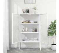 vidaXL Buffet haut Blanc 80x35x135 cm Acier et verre trempé Blanc G