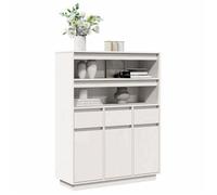 vidaXL Buffet haut blanc 89x34x116,5 cm bois massif de pin, meuble latéral, meuble de rangement haut, meuble haut en bois, 861112