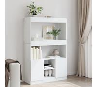 Vidaxl Buffet Haut Blanc 92x33x140 Cm Bois D'ingénierie Blanc