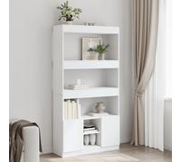 Vidaxl Buffet Haut Blanc 92x33x180 Cm Bois D'ingénierie Blanc