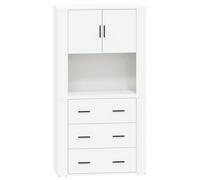 Buffet Haut, Meuble de Rangement avec Porte, Armoire de Rangement, Organisateur Salon Salle de Séjour Intérieur, Blanc Bois d'Ingénierie