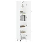 Buffet Haut, Armoire de Rangement avec Pieds, Meuble de Rangement, Organisateur Salon Salle de Séjour, Moderne, Blanc Brillant Bois d'Ingénierie