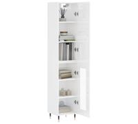 Buffet Haut, Armoire de Rangement avec Pieds, Meuble de Rangement, Organisateur Salon Salle de Séjour, Moderne, Blanc Brillant Bois d'Ingénierie