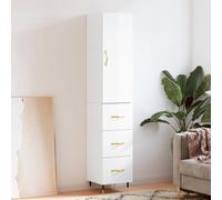 Vidaxl Buffet Haut Blanc Brillant 34,5x34x180 Cm Bois D'ingénierie Multicolore