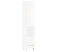 Vidaxl Buffet Haut Blanc Brillant 34,5x34x180 Cm Bois D'ingénierie Multicolore