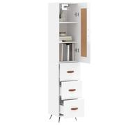 Buffet Haut, Armoire de Rangement avec Pieds, Meuble de Rangement, Organisateur Salon Salle de Séjour, Moderne, Blanc Brillant Bois d'Ingénierie