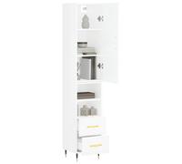 Vidaxl Buffet Haut Blanc Brillant 34,5x34x180 Cm Bois D'ingénierie Multicolore