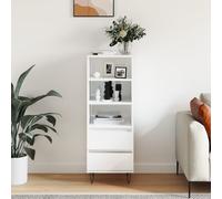 Vidaxl Buffet Haut Blanc Brillant 40x36x110 Cm Bois D'ingénierie Blanc