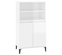 Vidaxl Buffet Haut Blanc Brillant 60x36x110 Cm Bois D'ingénierie Blanc