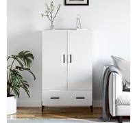 Buffet Haut, Armoire Latérale avec Pieds et Portes, Meuble de Rangement, Organisateur de Salon Intérieur, Moderne, Blanc Brillant Bois d'Ingénierie