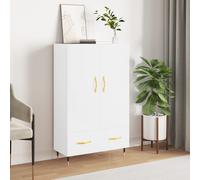vidaXL Buffet Haut, Armoire avec Pieds et Portes, Meuble de Rangement, Organisateur de Salon Intérieur, Moderne, Blanc Brillant Bois d'Ingénierie Blanc