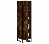 vidaXL Buffet haut chêne fumé 35,5x35x139 cm bois d'ingénierie métal, armoire latérale, armoire de rangement haute, vitrine 849056