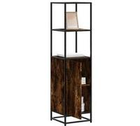vidaXL Buffet haut chêne fumé 35,5x35x139 cm bois d'ingénierie métal, armoire latérale, armoire de rangement haute, vitrine 849046 Marron G