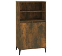 Buffet Haut, Armoire avec 2 Etagères et 4 Compartiments, Meuble de Rangement avec Portes, Organisateur de Salon, Industriel, Chêne Fumé Bois
