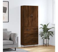 Vidaxl Buffet Haut Ch¿ºne Marron 69,5x34x180 Cm Bois D'ing¿¿Nierie Multicolore