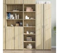 vidaXL Buffet haut - Armoire de rangement moderne en chêne sonoma - Bois d'ingénierie - Hauteur 185 cm - Polyvalente pour salon, bureau, chambre à coucher