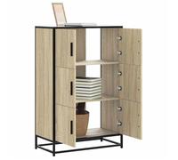 Vidaxl Buffet Haut Chêne Sonoma 68x35x106,5 Cm Bois Ingénierie Métal Multicolore