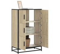 vidaXL Buffet haut chêne sonoma 68x35x106,5 cm bois ingénierie métal, armoire latérale, armoire de rangement haute, vitrine 849070 Beige