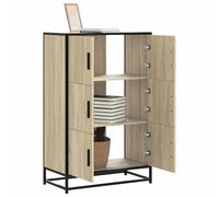 Vidaxl Buffet Haut Chêne Sonoma 68x35x106,5 Cm Bois Ingénierie Métal Multicolore