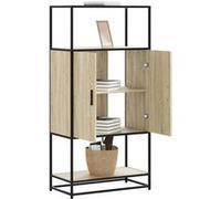 vidaXL Buffet haut chêne sonoma 68x35x139 cm bois d'ingénierie métal, armoire latérale, armoire de rangement haute, vitrine 849040 Marron G