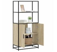 Vidaxl Buffet Haut Chêne Sonoma 68x35x139 Cm Bois D'ingénierie Métal Marron
