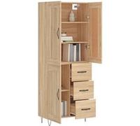 vidaXL Buffet haut Chêne sonoma 69,5x34x180 cm Bois d'ingénierie Marron G