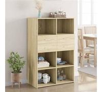 vidaXL Buffet haut chêne sonoma 80x42,5x124 cm bois d'ingénierie, buffet, armoire de rangement, panneau latéral, armoire, 3281387 Marron G