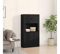 Vidaxl Buffet Haut Ensemble De 2 Chêne Noir Bois D'ingénierie Noir