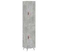 vidaXL Buffet haut - Armoire de rangement avec pieds - Bois d'ingénierie gris béton - 34,5x34x180 cm