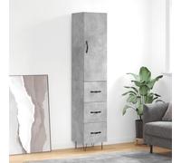 Buffet Haut, Armoire avec Portes et Pieds, Meuble de Rangement, Organisateur de Salon Salle de Séjour, Moderne, Gris Béton Bois d'Ingénierie