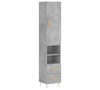 Vidaxl Buffet Haut Gris Béton 34,5x34x180 Cm Bois D'ingénierie Gris