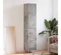 Vidaxl Buffet Haut Gris Béton 34,5x34x180 Cm Bois D'ingénierie Gris