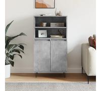 vidaXL Buffet Haut, Armoire avec 6 Compartiments et Portes, Meuble de Rangement avec Pieds Salle de Séjour, Industriel, Maison Gris Béton Bois d'Ingénierie