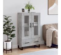 vidaXL Buffet haut, armoire de rangement moderne avec pieds, gris béton, bois d'ingénierie