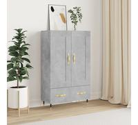 Buffet Haut, Armoire Latérale, Meuble avec Rangement, Organisateur de Salon Salle de Séjour, Moderne, Gris Béton Bois d'Ingénierie