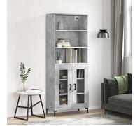 Vidaxl Buffet Haut Gris Béton 69,5x34x180 Cm Bois D'ingénierie Gris